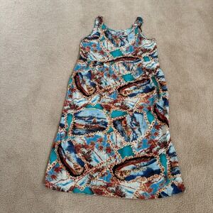 Vintage‎ Jams World Dress Womens 2XL XXL Blue Brown Retro Island Hawaiian Retro